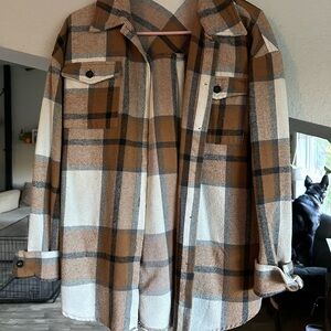 Plaid Brown and Cream Women's Jacket